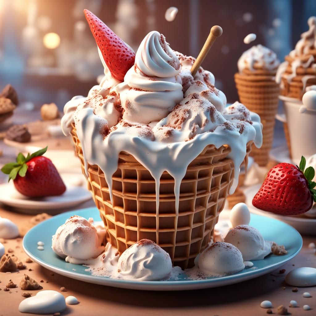 Delicious Ice Cream with Fairy, 3D Animation