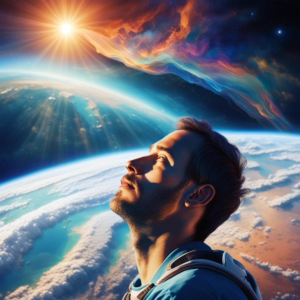 Floating in Space Dreamscape: Earth Portrait