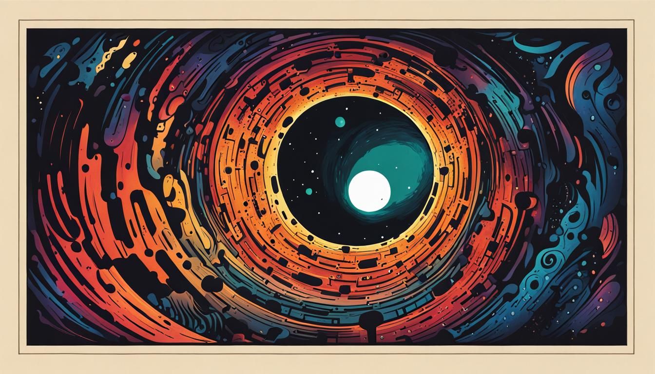 Whimsical Glowing Hole Cartoon Poster