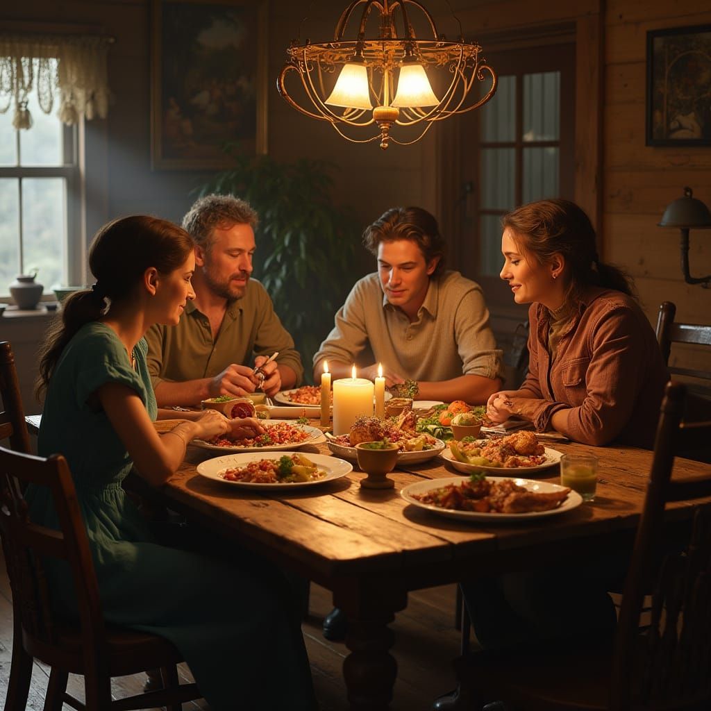 Cozy Family Gathering in a Warm Americana Setting