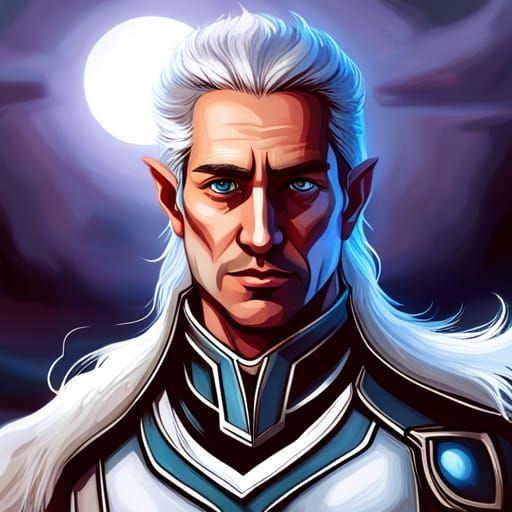 High Elf Paladin with Lynx in Detailed Matte Painting