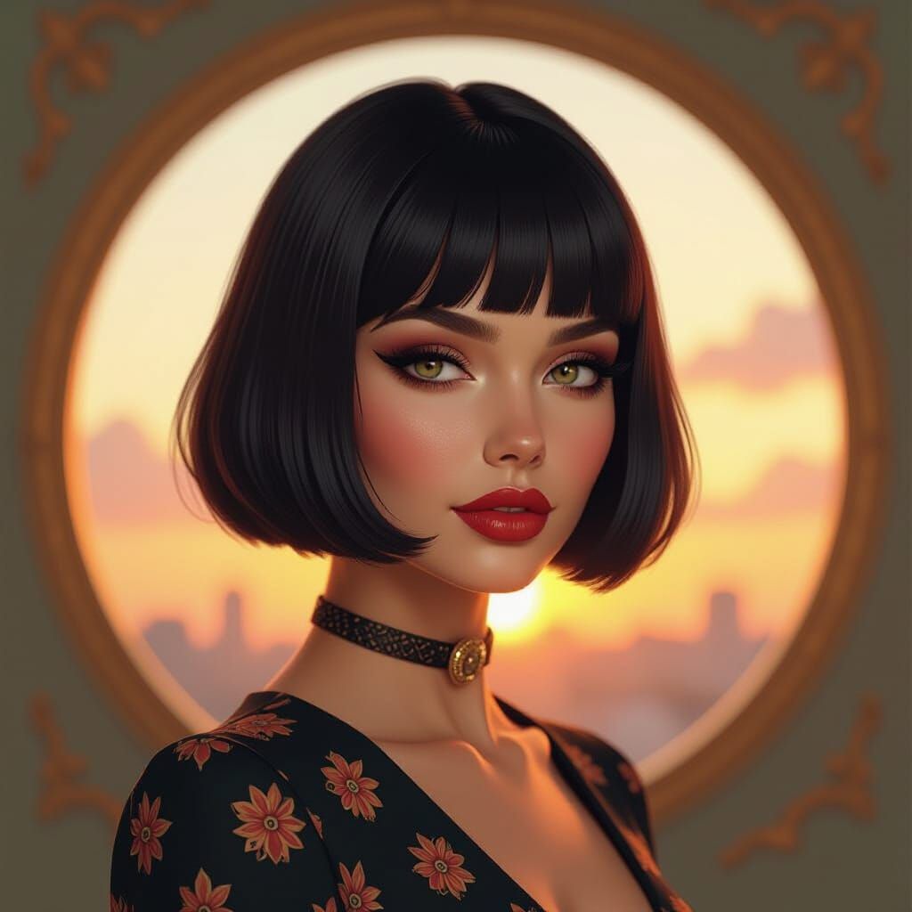 September Equinox Pin-Up with Sharp Bob Hair