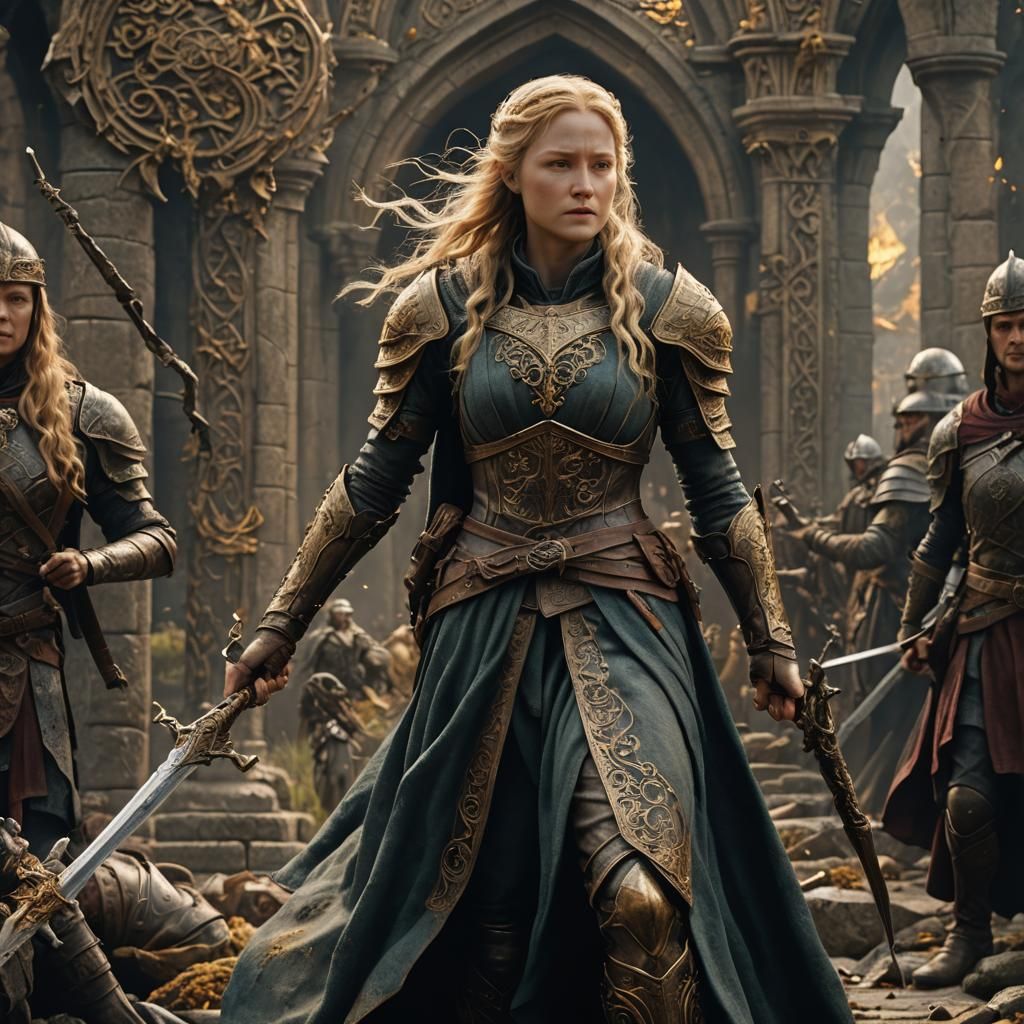 Eowyn Action Figure Statue in Detailed Digital Art