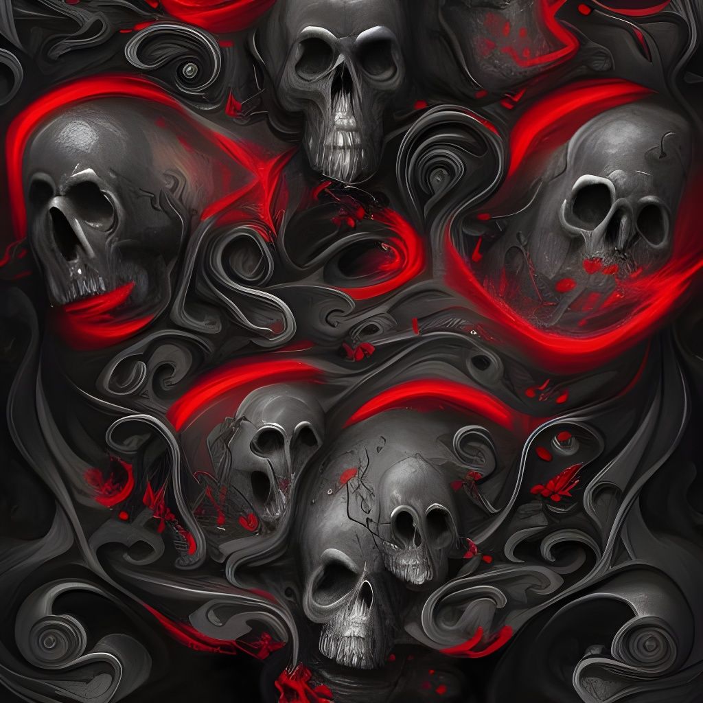 Dramatic Skulls and Smoke with Fire Reflections