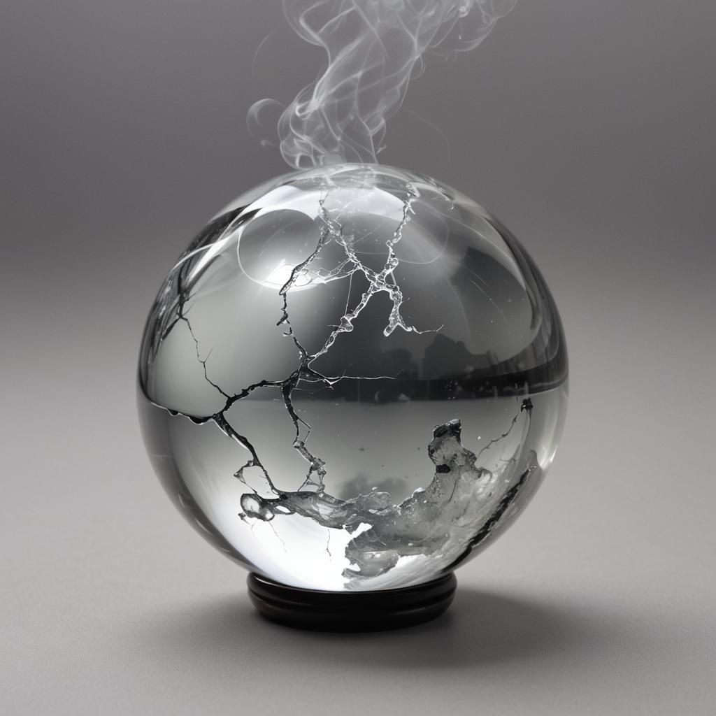 Cracked Crystal Ball Emitting Smoke