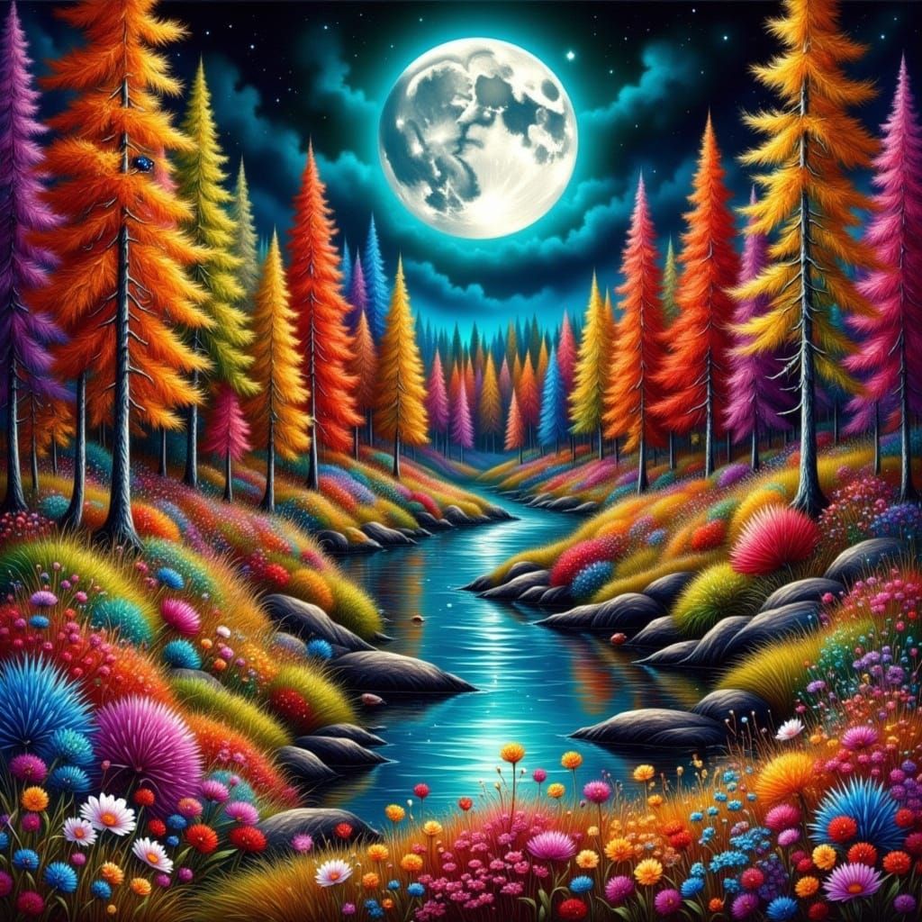 Michigan Forest in Oil Paint Style