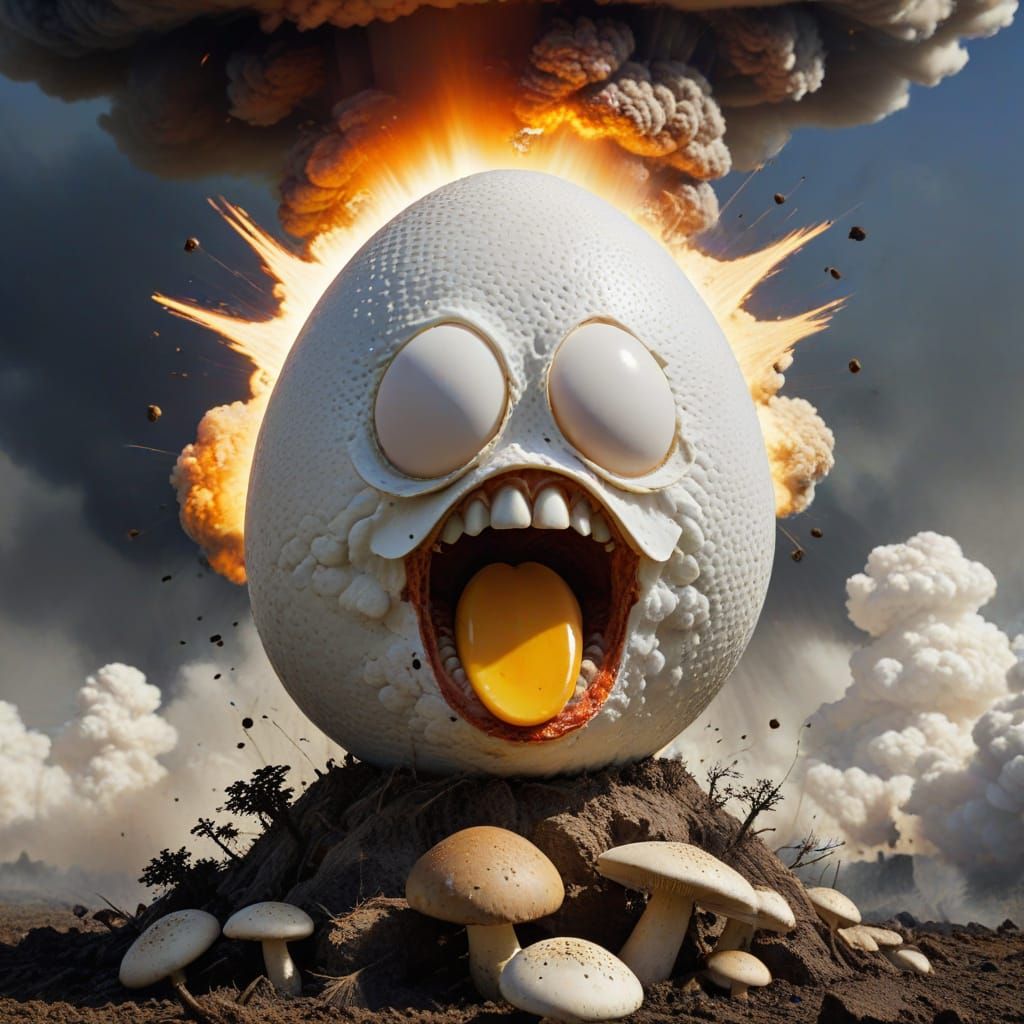 Angry Egg Dominates Mushroom Cloud