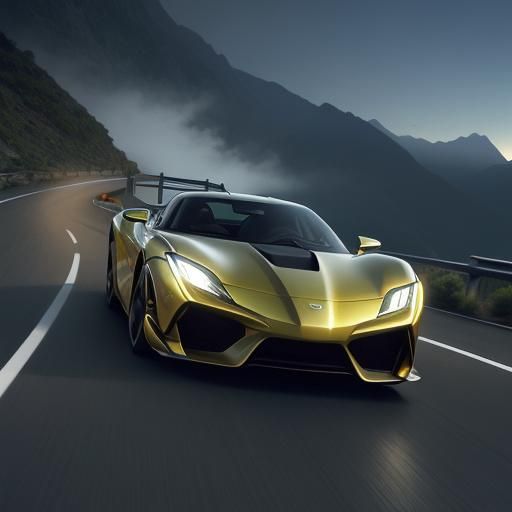 Toyota Drives Mountain Road in Hyperrealistic Digital Art