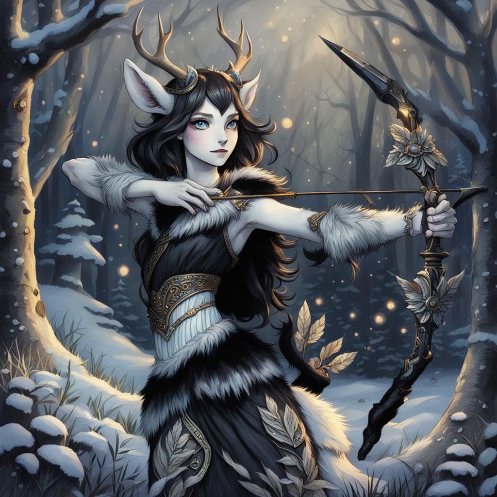 Faun with Black Fur and Deer Features
