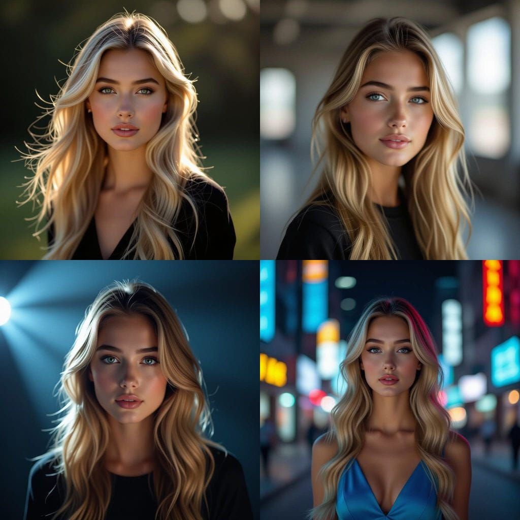 Cinematic Portrait of a Young Woman with Long Blond Hair