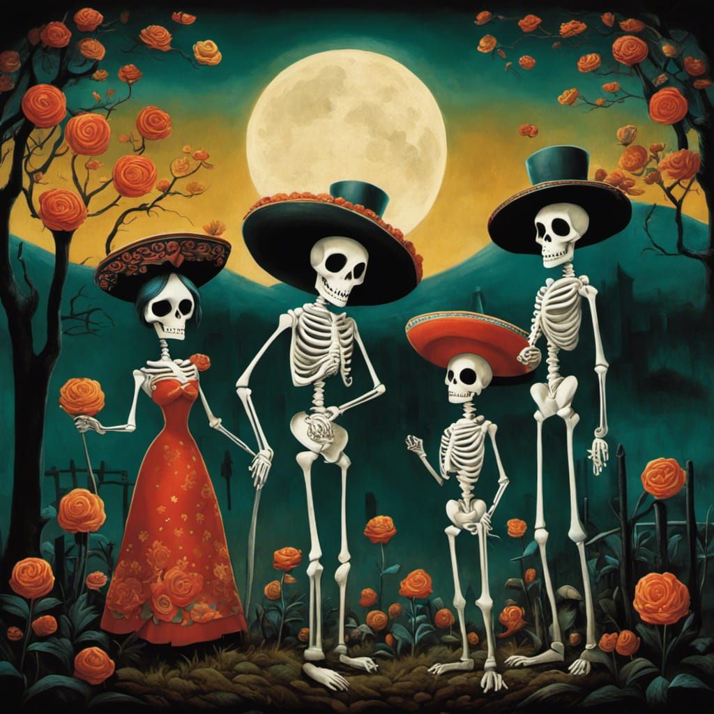 Day of the Dead Skeletons Graveyard Celebration