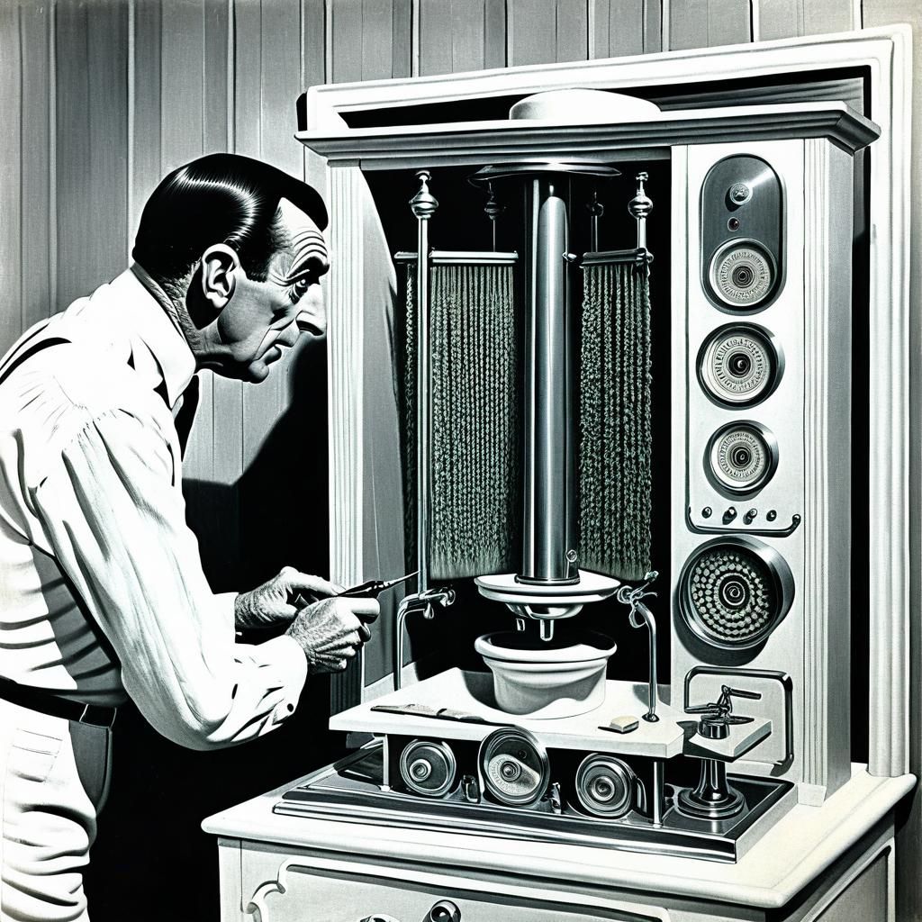 1960, English comedian Eric Sykes revives the "mass shaving machine.