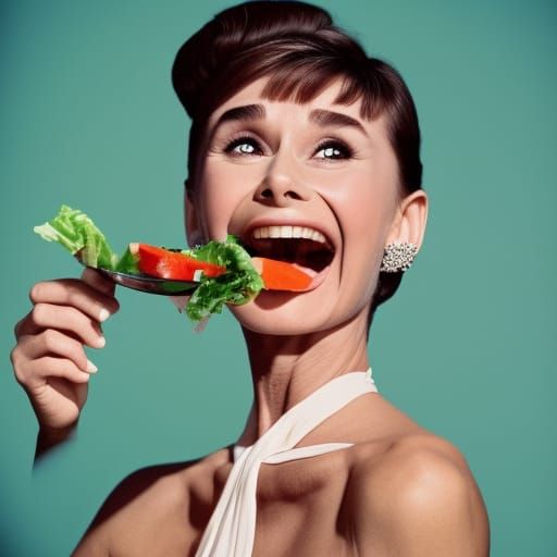 Audrey Hepburn Laughing: Professional Color Portrait