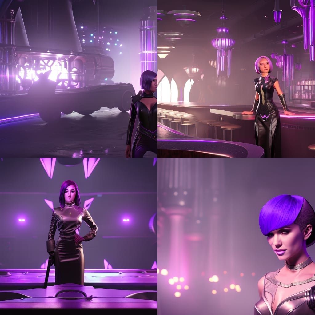 Girl with Purple Hair at Nightclub