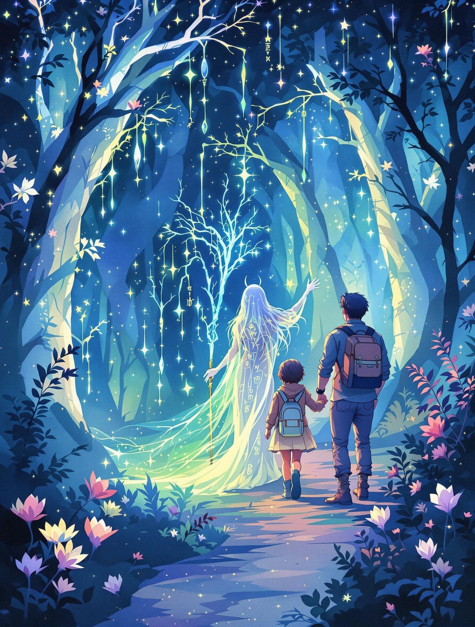 Luminous Forest Spirit Guides Lost Travelers