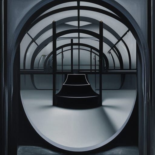 Haunted House Spiral Staircase in Film Noir Style