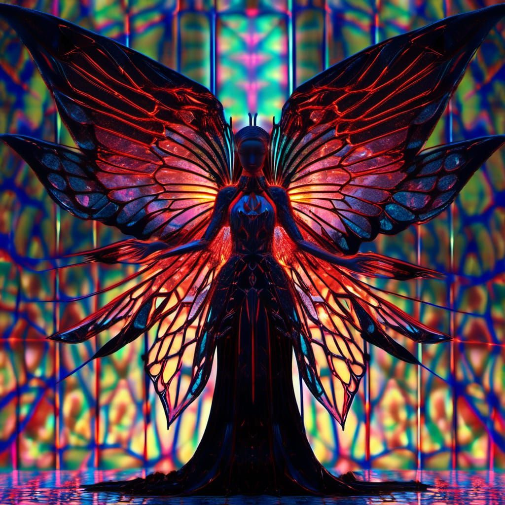 Holographic Fairy in Surreal X-Ray Art Style