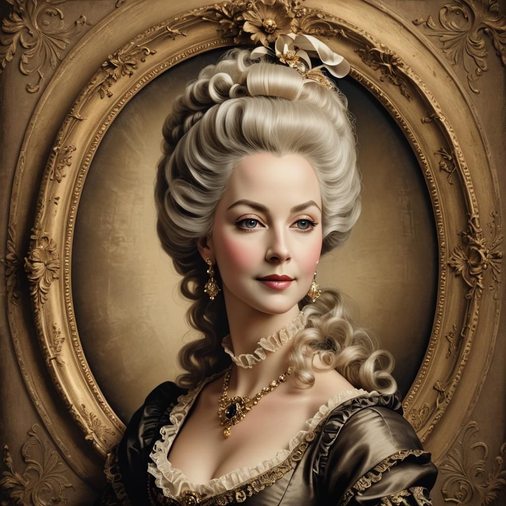 Marie Antoinette Portrait in Digital Airbrush Style