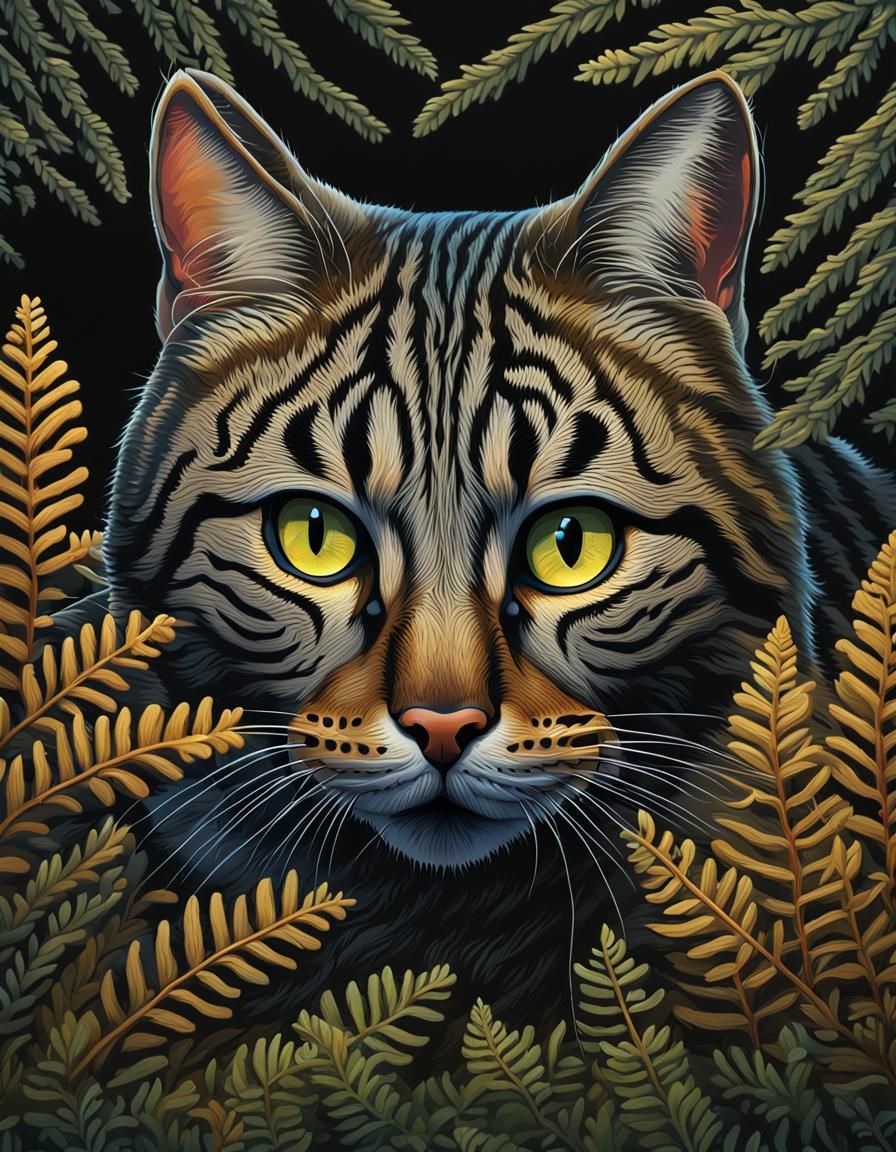 Tabby Cat Portrait in Hyperrealistic Style