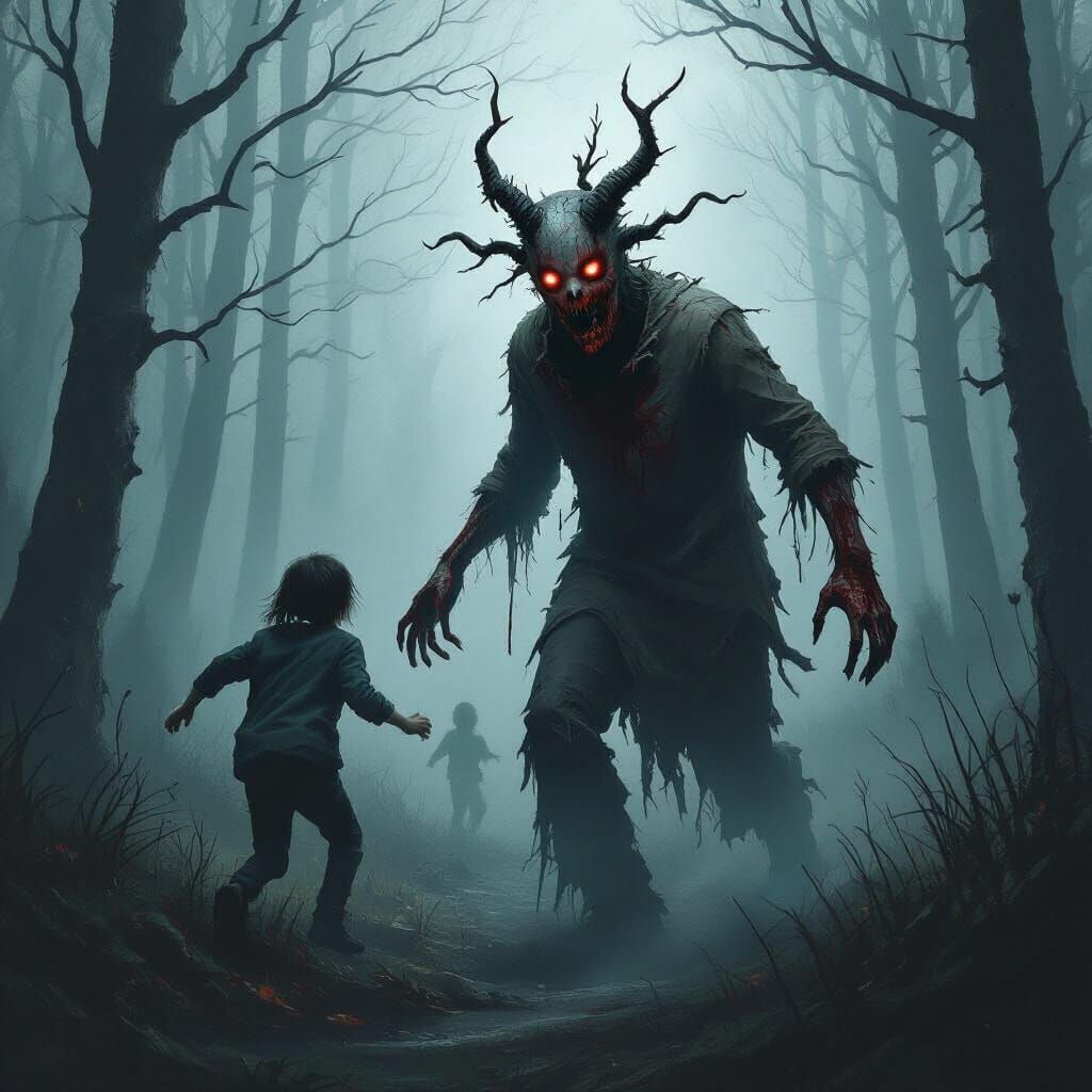 Siren Head Chases People in Dark Fantasy Forest