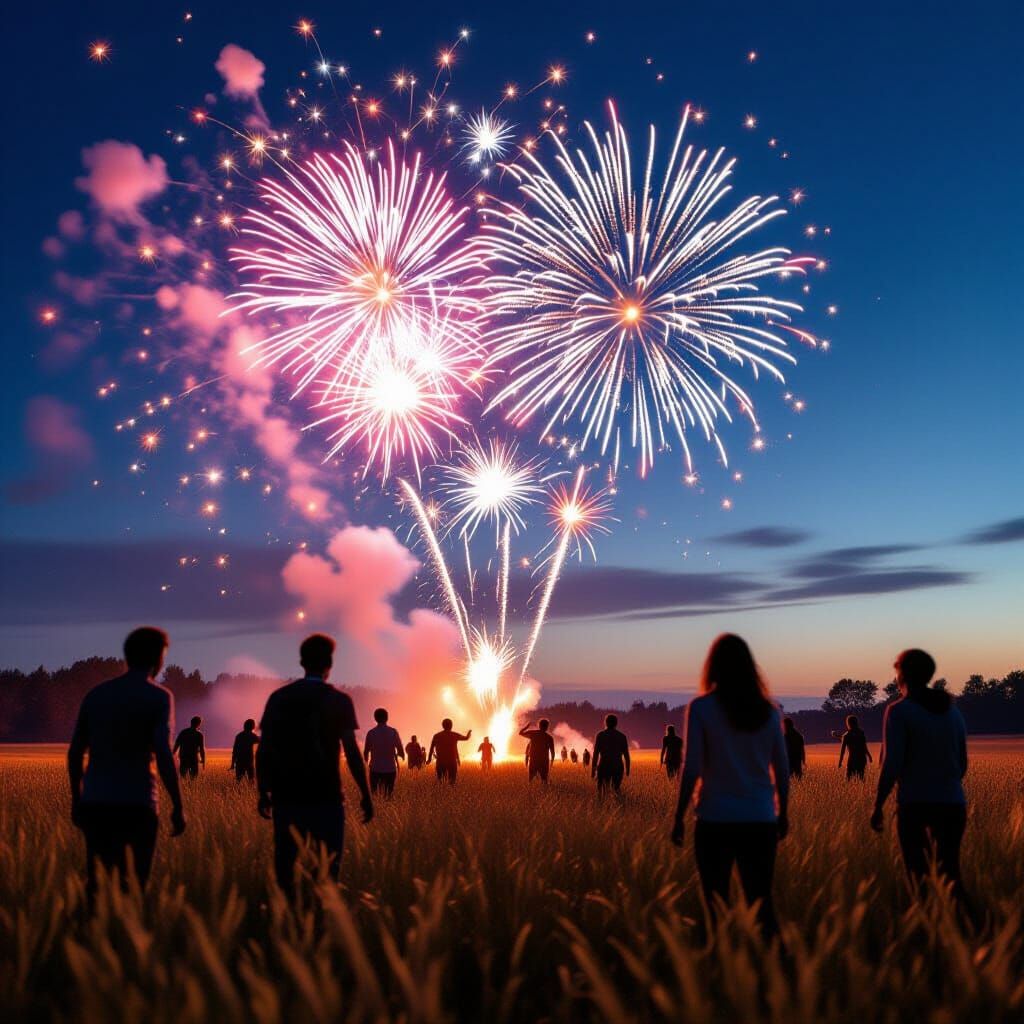 Fireworks Over Zombie Apocalypse Field