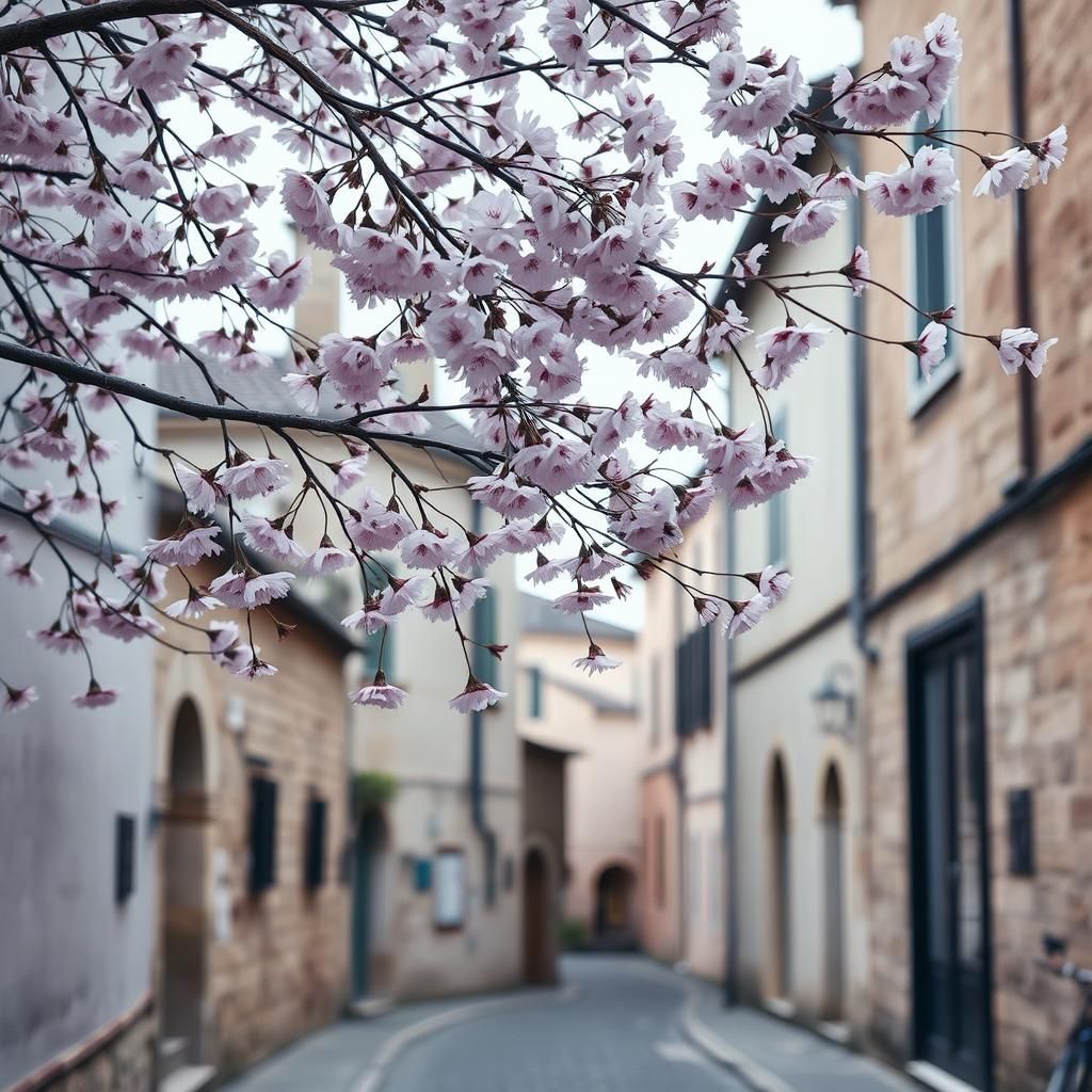 Cherry Blossoms in Minimalist European Photography