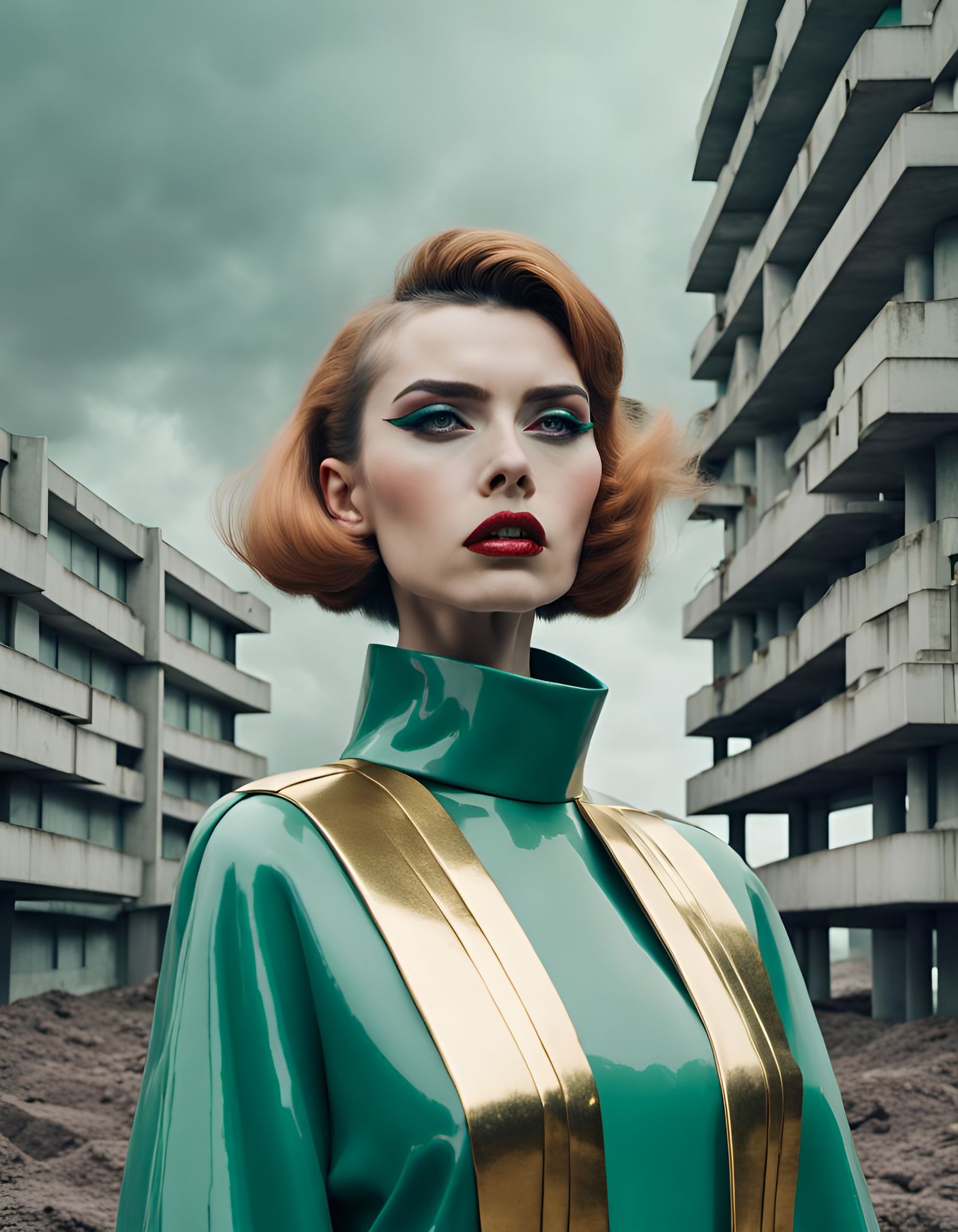 Dystopian Editorial Portrait in Supermarionation Style