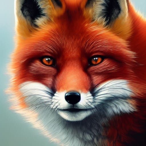 Red Fox Portrait in Art Nouveau Style