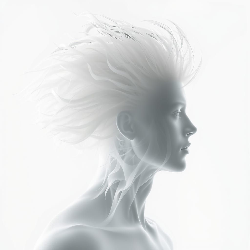 Majestic White Hair from Smoke: Digital Matte Painting