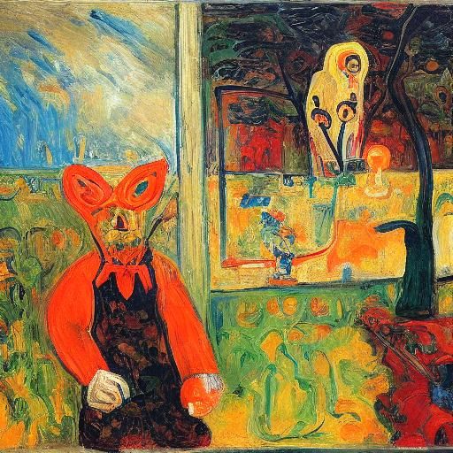 Surreal Still Life with Rabbit in Expressionist Style