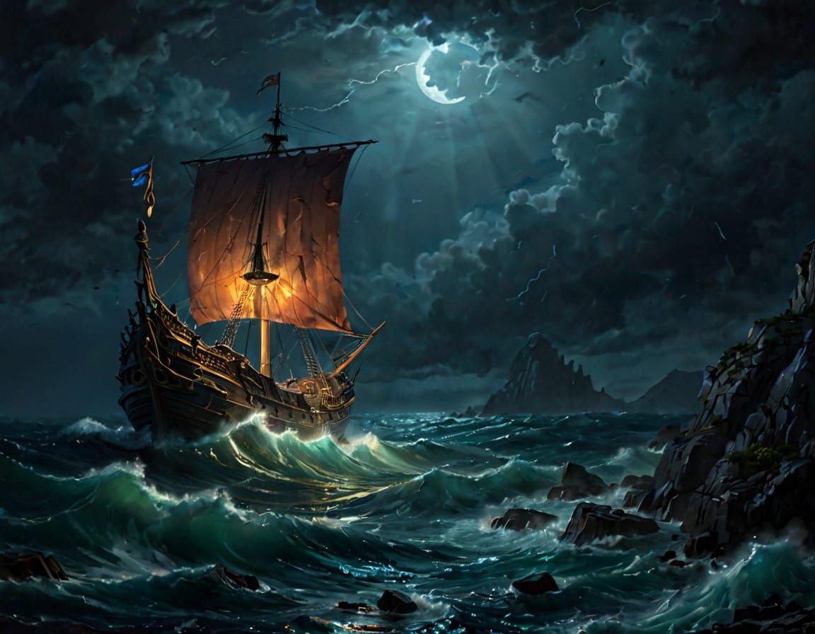 Epic Stormy Seascape in Vibrant Oil Colors