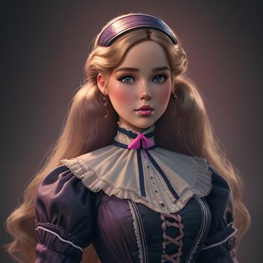 Modest Barbie in Hyperrealistic 1890s Style