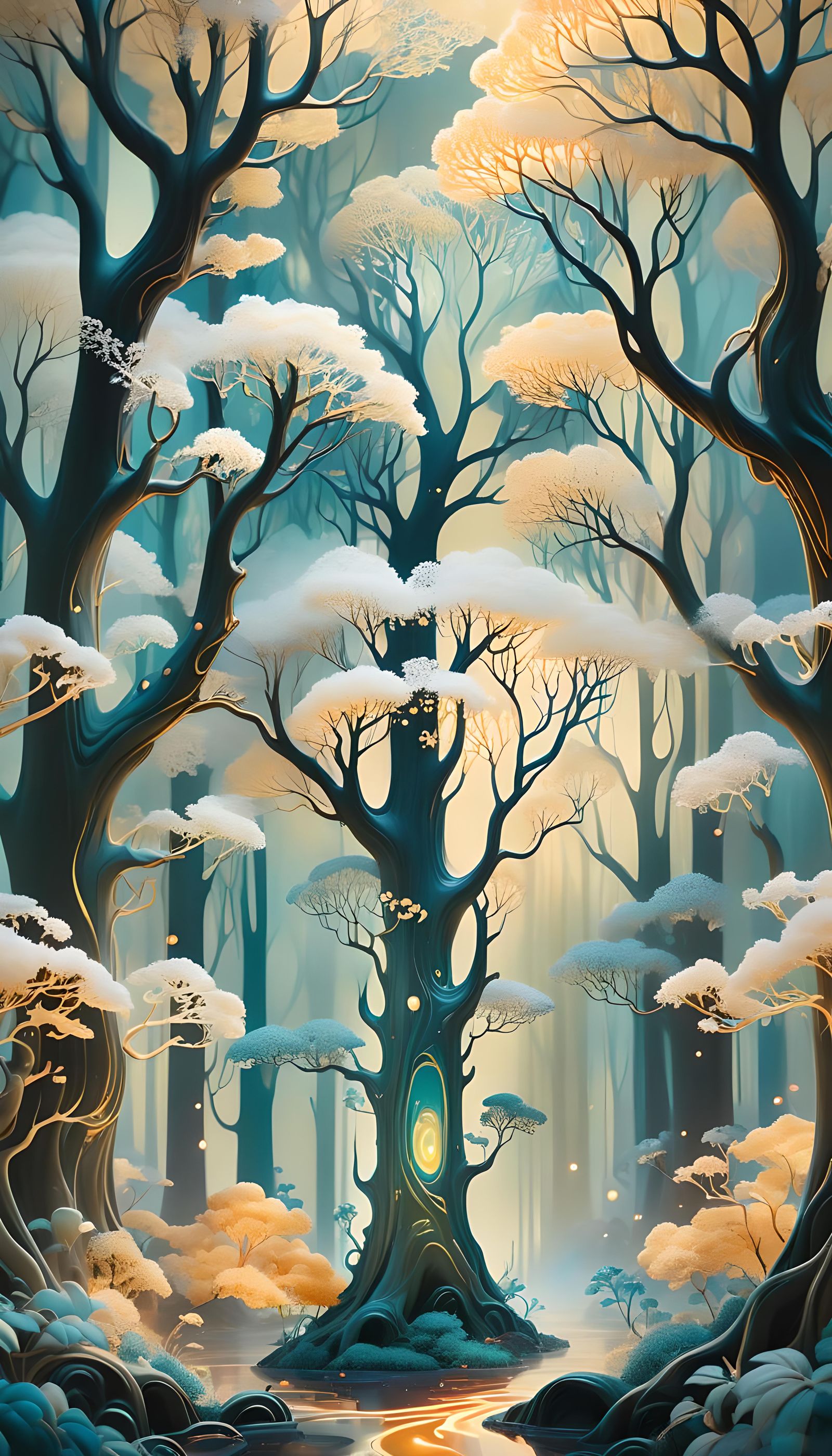 Liminal Landscape with Glowing Filigree