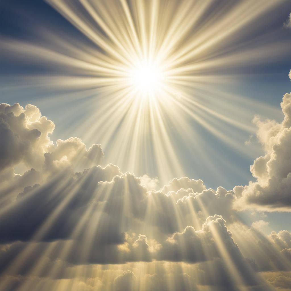 Divine Sunlight Beams Through Heavenly Clouds