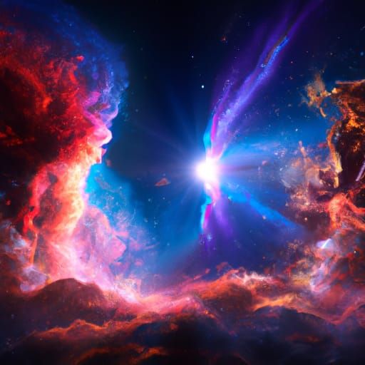 Cosmic War: Red and Blue Nebulas in Unreal Engine
