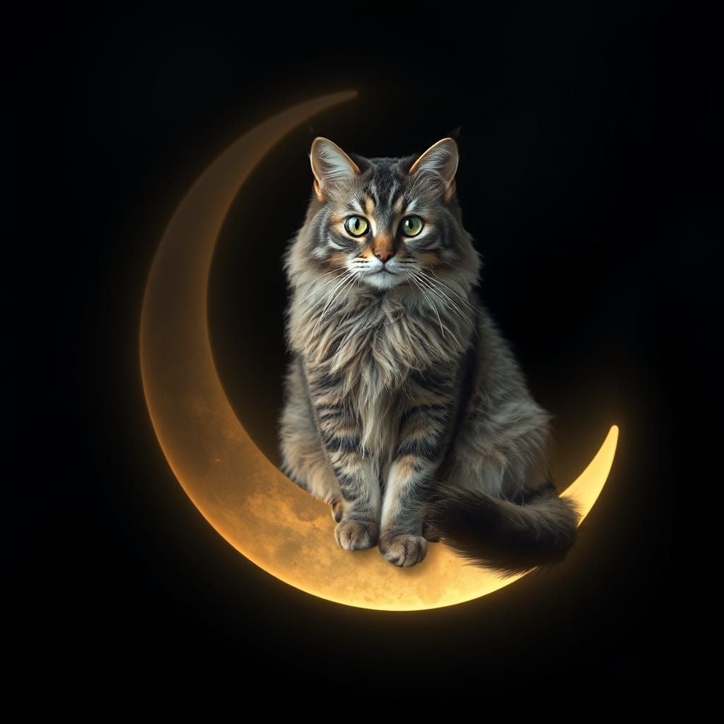 Cat on Moon in Photorealistic Style