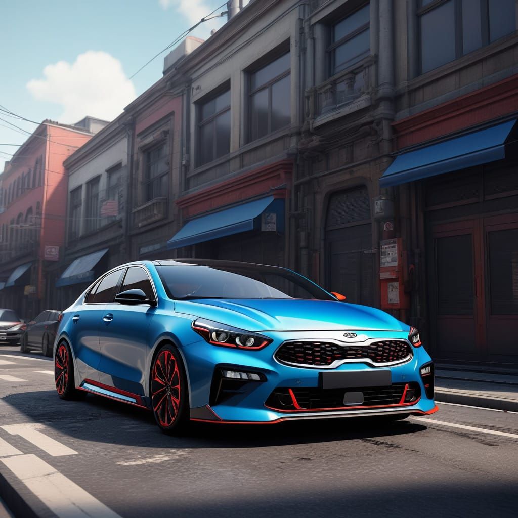 Sleek 2022 Kia Forte GT in Vibrant Anime Art Style