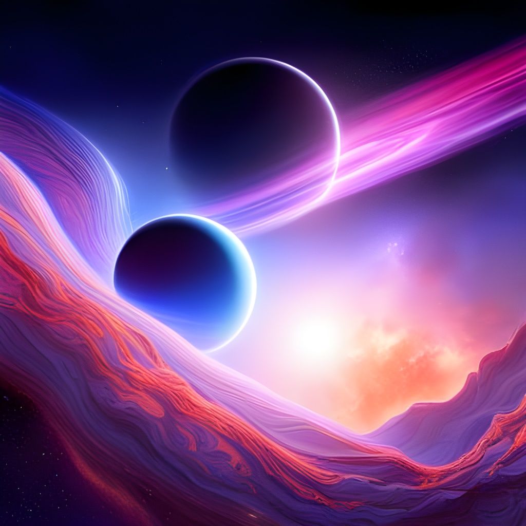 Ringed Planet with Purple Nebula and Stardust