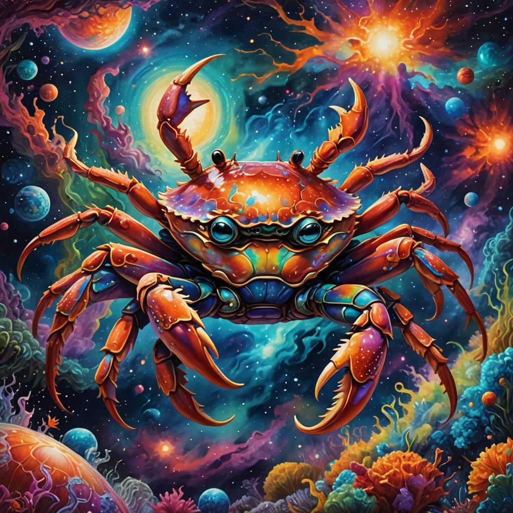 Cosmic Crab in Vibrant Astral Cosmos