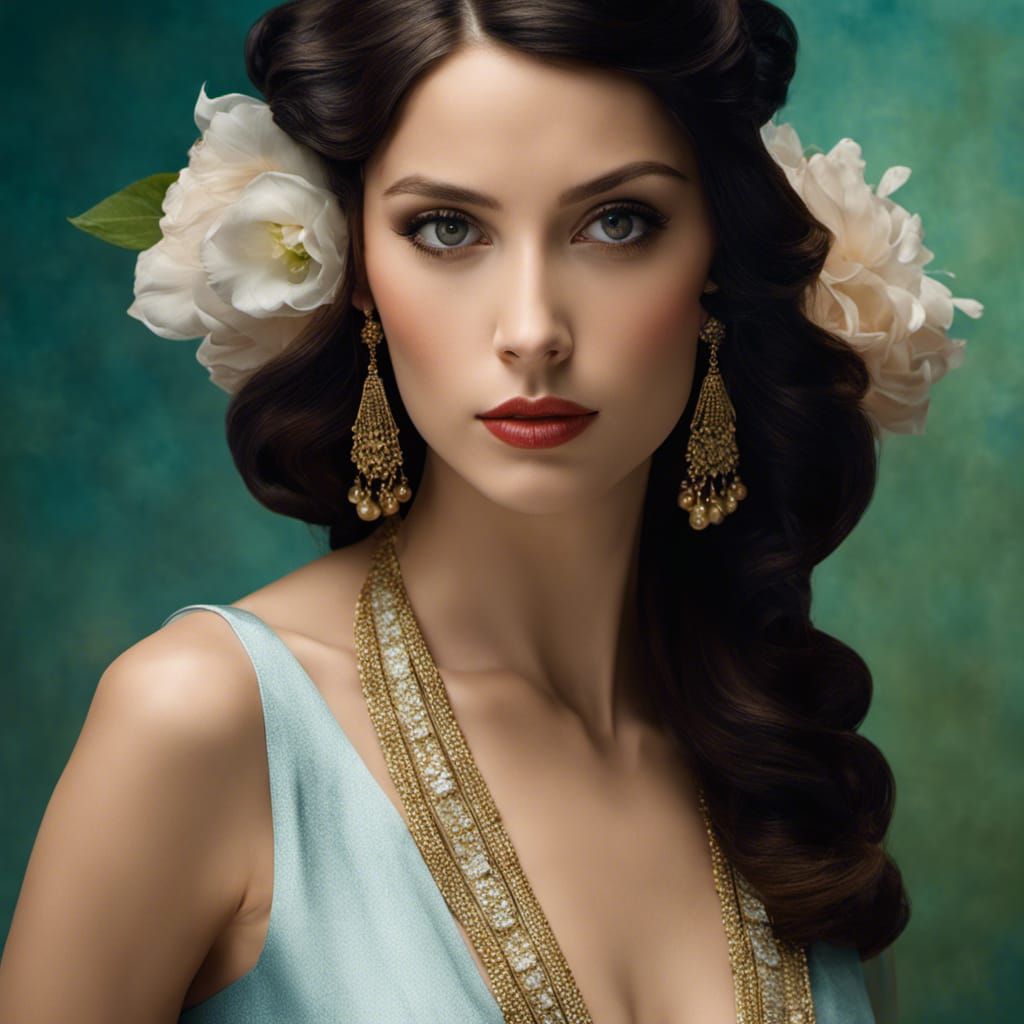 Flapper Girl Portrait in Art Nouveau Style