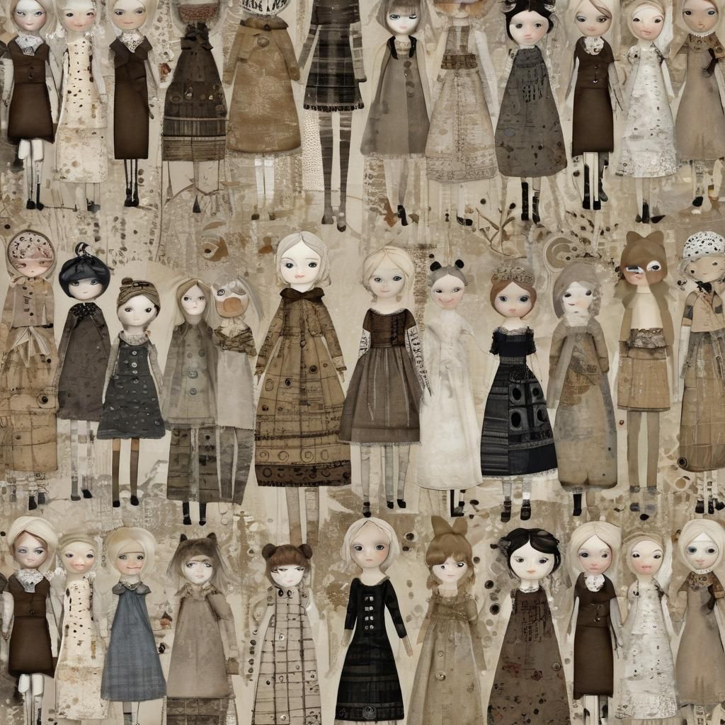 Whimsical Forest Dolls in Grungy Handmade Garments