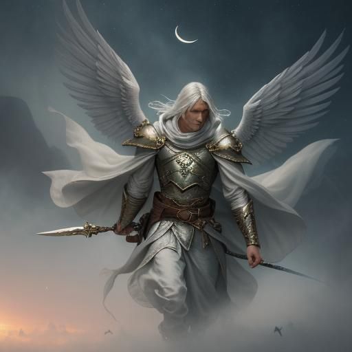 Aasimar Rogue in Ethereal Flight, Watercolor Style