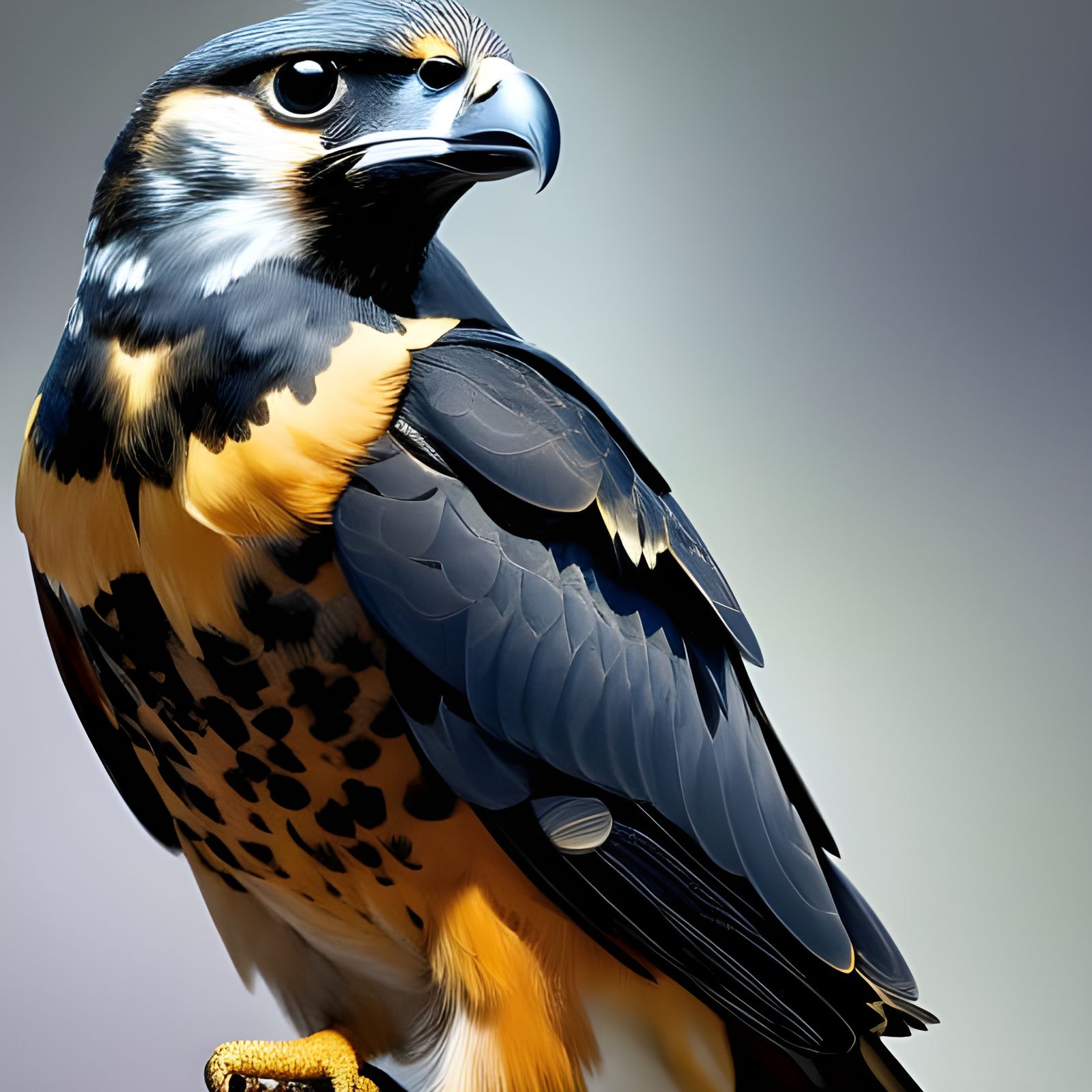 Cute Obsidian Falcon in Van Gogh Impasto Style