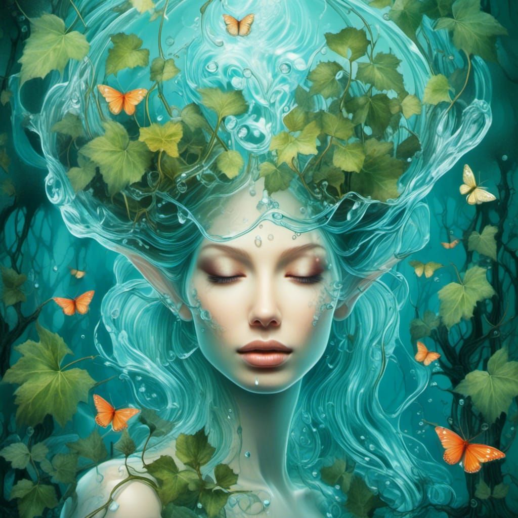 Translucent Water Fairy in Fantastical Forest