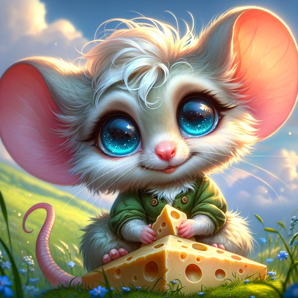Whimsical Mouse in Enchanted Meadow