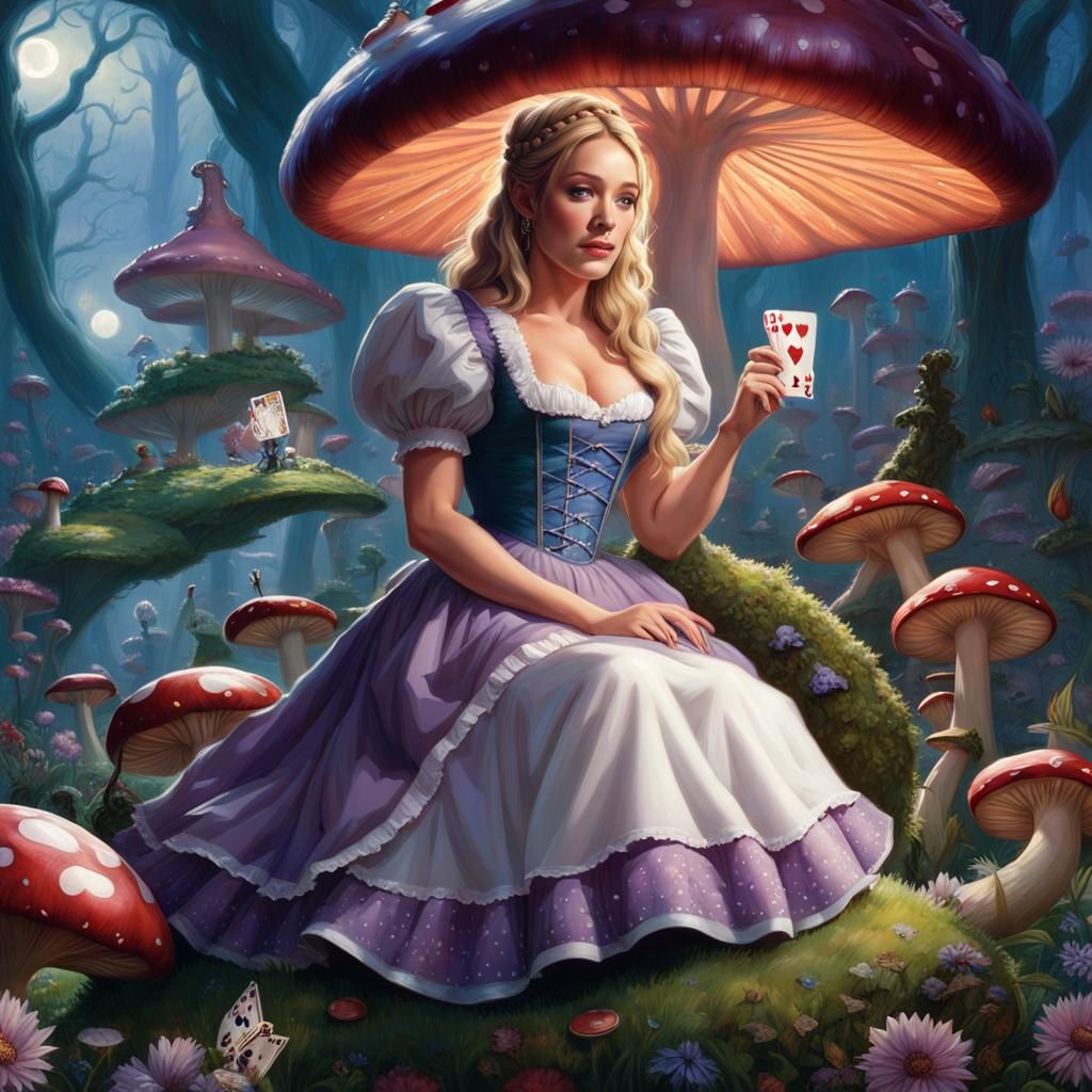 Alice in Wonderland and Centipede, Ethereal Digital Art