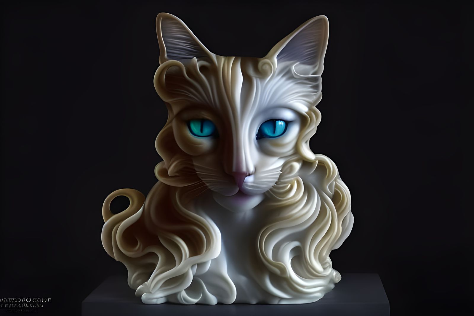 Fiery Marble Cat Portrait in Renaissance Style