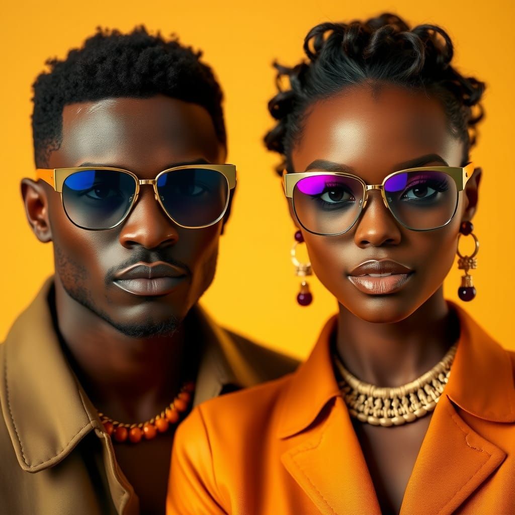 Couple in Brass Shades with 3D Lenses