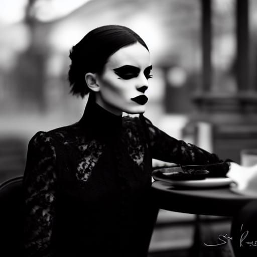 Goth Model in Moody Black and White Photography
