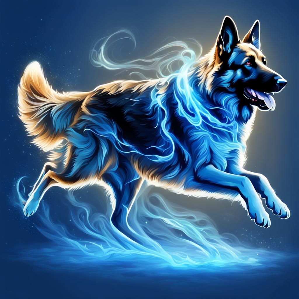 Blue Glowing German Shepherd Patronus